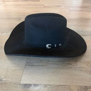 Cavender’s Black Cowboy Hat Western Belt Buckle Premium Black Wool